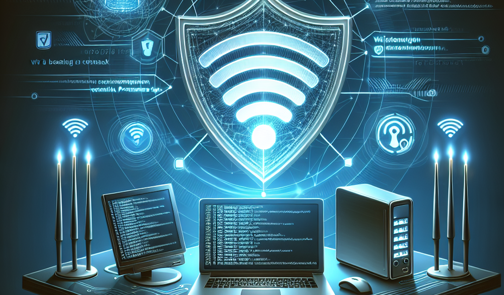 "Technician performing Wi-Fi penetration testing on a laptop, demonstrating steps to identify network vulnerabilities and enhance cybersecurity measures."